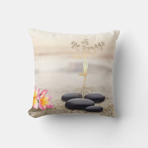 Cojín Decorativo Silueta de mujeres árbol piedras Zen