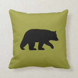 Cojín Decorativo Silueta de oso negro Chartreuse Animal de vida sil