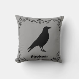 Cojín Decorativo Silueta De Pájaros De Crow Y Gris De Baños Decorad