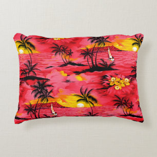 Cojín Decorativo Silueta de palmeras acuáticas y patrón de playa