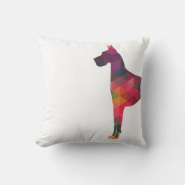 Cojín Decorativo Silueta de patrón geométrico colorido de danés gra