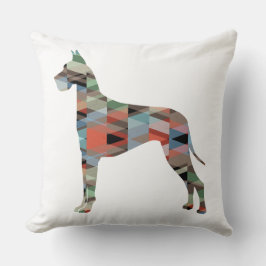 Cojín Decorativo Silueta de patrón geométrico colorido de danés gra
