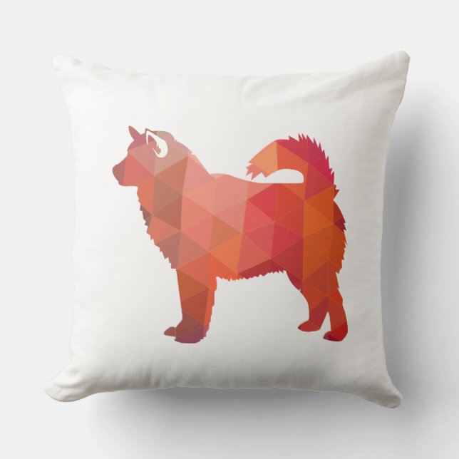 Cojín Decorativo Silueta de patrón geométrico de Alaskan Malamute (Anverso)