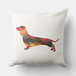 Cojín Decorativo Silueta de patrón geométrico de Dachshund