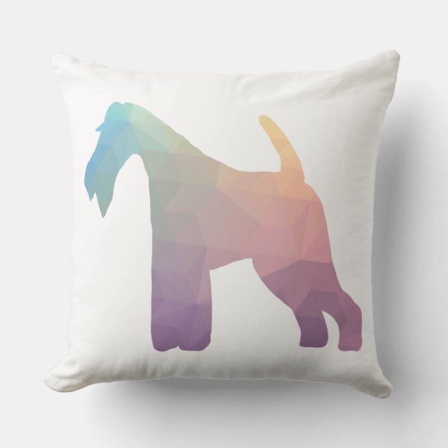 Cojín Decorativo Silueta de patrón geométrico de Fox Terrier (Anverso)