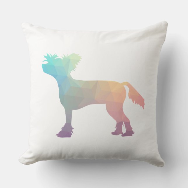 Cojín Decorativo Silueta de patrón geométrico de perro de crema chi (Anverso)