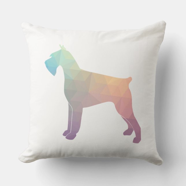 Cojín Decorativo Silueta de patrón geométrico Schnauzer gigante (Anverso)