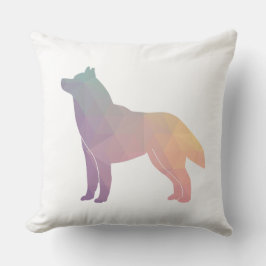 Cojín Decorativo Silueta de patrón geométrico siberiano Husky negro