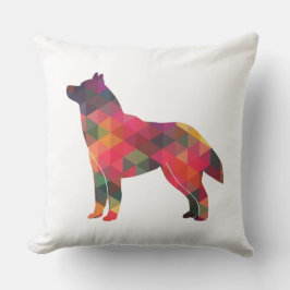 Cojín Decorativo Silueta de patrón geométrico siberiano Husky negro