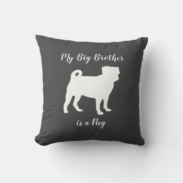 Cojín Decorativo Silueta de perro de pug (Anverso)