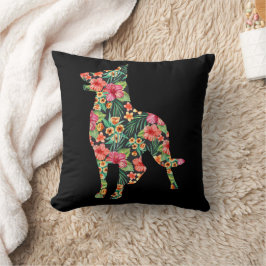 Cojín Decorativo Silueta de perro divertido de pastor alemán floral