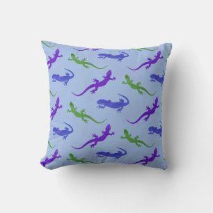 Cojín Decorativo Silueta de salamandra vívida en azul