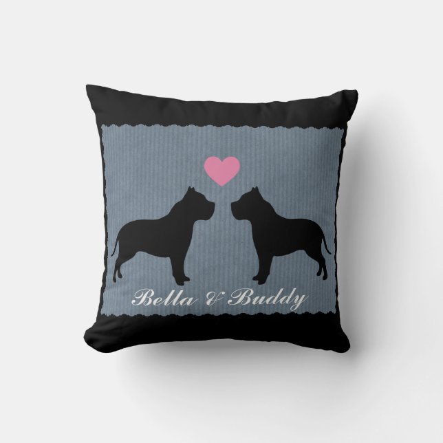 Cojín Decorativo Silueta del amor de Pitbull (Anverso)