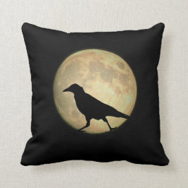 Cojín Decorativo Silueta del cuervo de la Luna Llena que camina