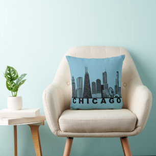 Cojín Decorativo Silueta del horizonte de Chicago