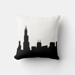 Cojín Decorativo Silueta del horizonte de Chicago de bricolaje
