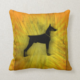 Cojín Decorativo Silueta del Pinscher del Doberman del Grunge
