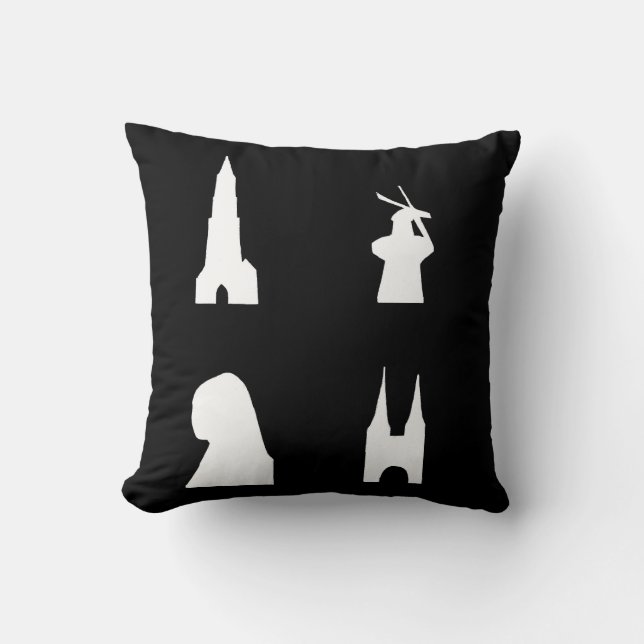 Cojín Decorativo Silueta delft sobre negro (Anverso)