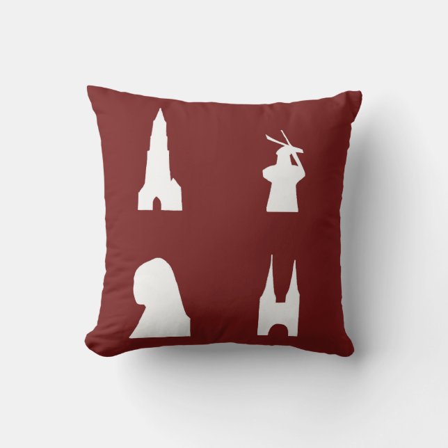 Cojín Decorativo Silueta delft sobre rojo (Anverso)