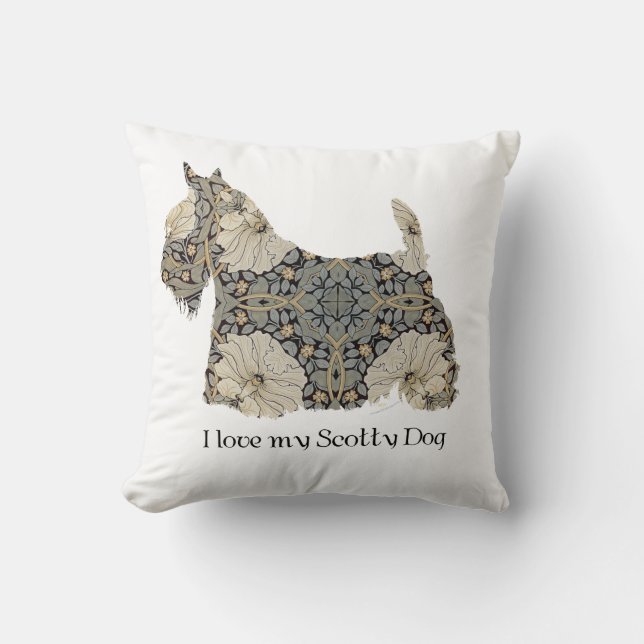 Cojín Decorativo Silueta divertida de Scottish Terrier (Anverso)
