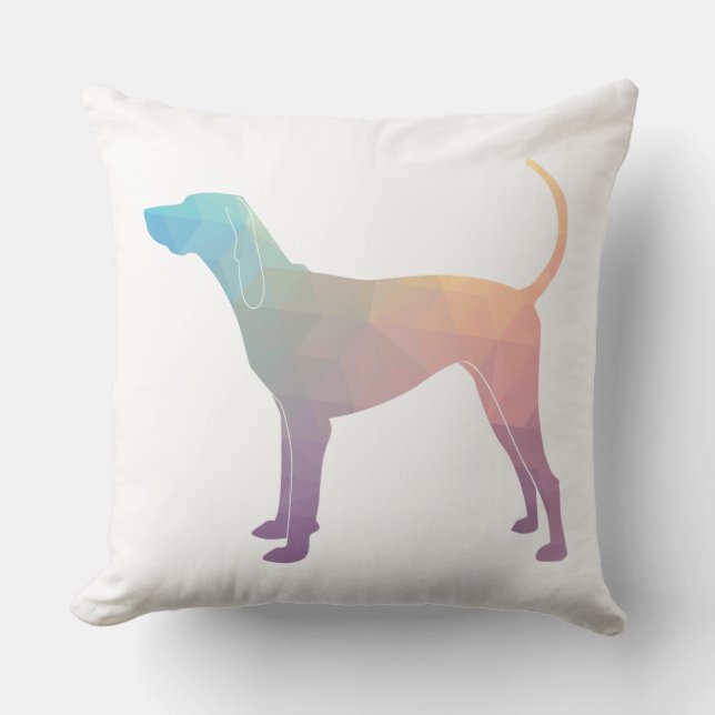 Cojín Decorativo Silueta geométrica de un conhound inglés americano (Anverso)