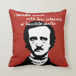 Cojín Decorativo Silueta insana de la cita de Edgar Allan Poe