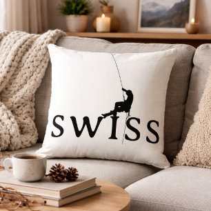Cojín Decorativo Silueta minimalista de escalada en roca suiza