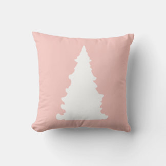 Cojín Decorativo Silueta minimalista del árbol de Navidad rosa