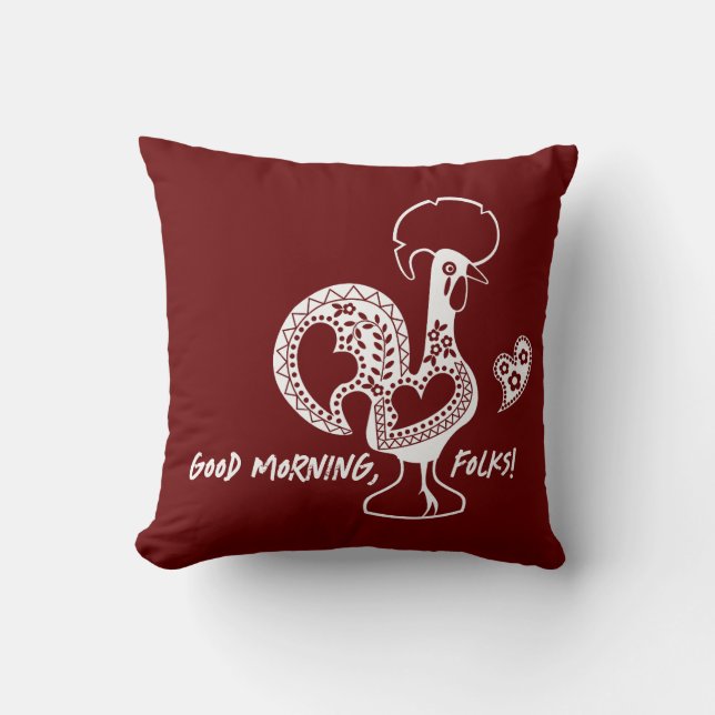 Cojín Decorativo Silueta moderna de gallo portugués (Anverso)