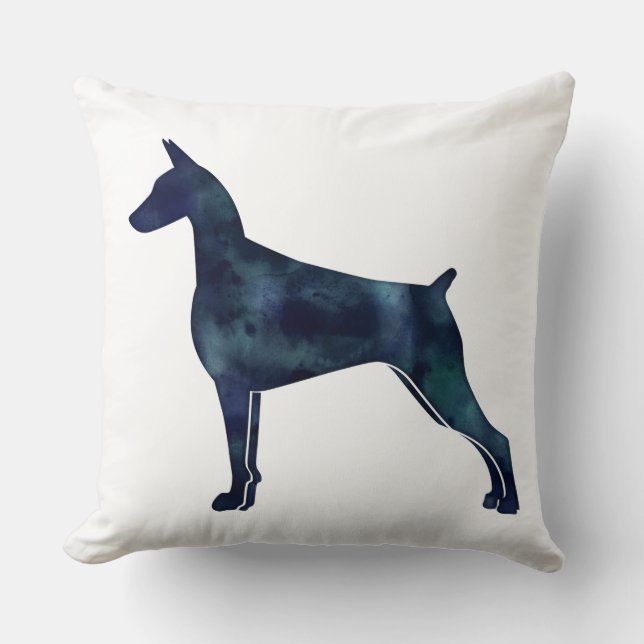 Cojín Decorativo Silueta negra geométrica Doberman Pinscher (Anverso)