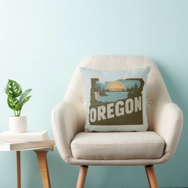 Cojín Decorativo Silueta retro de Oregon (Silla)