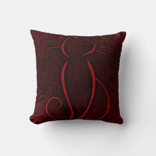 Cojín Decorativo Silueta roja del gato