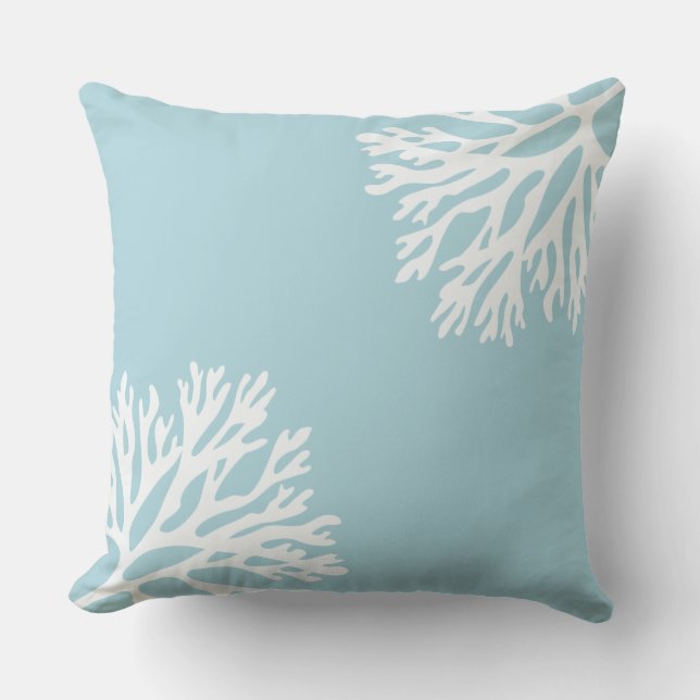 Cojín Decorativo Siluetas coralinas del mar (daiquirí azul) (Anverso)
