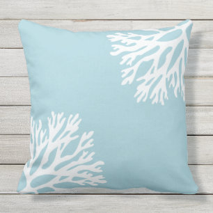 Cojín Decorativo Siluetas coralinas del mar (daiquirí azul)