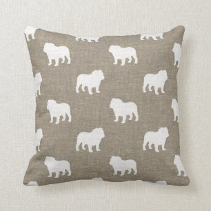 Cojín Decorativo Siluetas de Bulldog Burlap