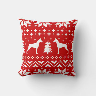 Cojín Decorativo Siluetas de Doberman Pinscher Navidad Vacaciones