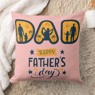 Cojín Decorativo Siluetas de letras de PAPÁ Escena de puesta de sol