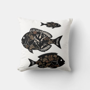 Cojín Decorativo Siluetas de peces de arrecife de coral