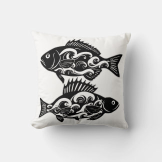 Cojín Decorativo Siluetas de peces de patrón de oleada