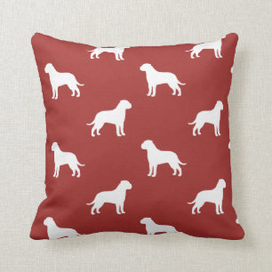 Cojín Decorativo Siluetas mastiff patrón rojo