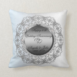 Cojín Decorativo Silver Hearts Diamantes 50° Aniversario del Boda