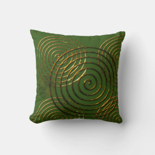 Cojín Decorativo Símbolo celta en espiral metálico dorado