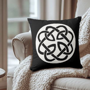Cojín Decorativo Símbolo de círculo de nudo celta blanco y negro