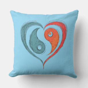 Cojín Decorativo Símbolo de corazón Yin Yang personalizado