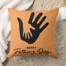 Cojín Decorativo Símbolo de Huella de Mano de Padre e Hijo Naranja