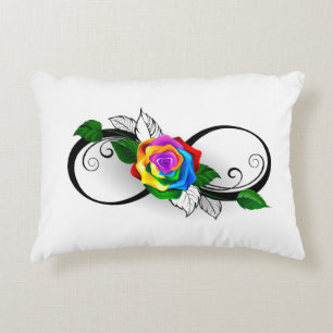 Cojín Decorativo Símbolo de Infinito con Rosa de Arcoíris
