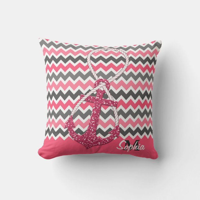 Cojín Decorativo símbolo de infinito de anclaje náutico falso purpu (Anverso)