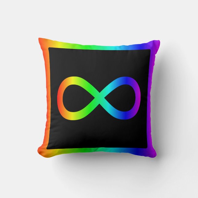 Cojín Decorativo Símbolo de infinito de arcoíris (Anverso)
