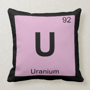 Cojín Decorativo Símbolo de la tabla periódica de química del urani