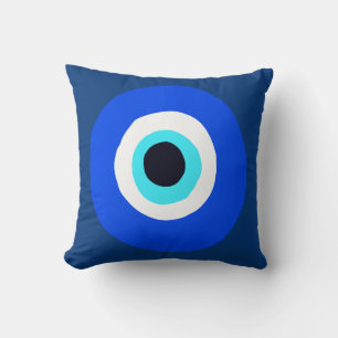 Cojín Decorativo Símbolo de ojo griego sobre azul marino